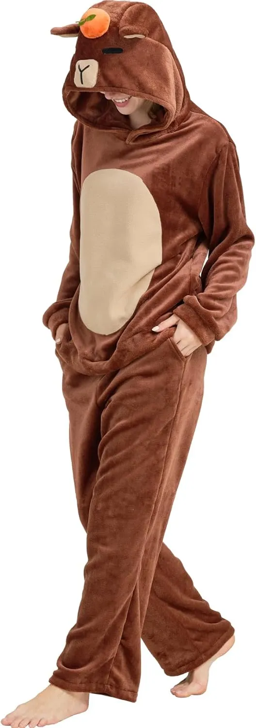 Unisex Animal Cosplay Pajamas Set - 2-Piece Halloween Costume Sleepwear Loungewear with Hoodie & Pants