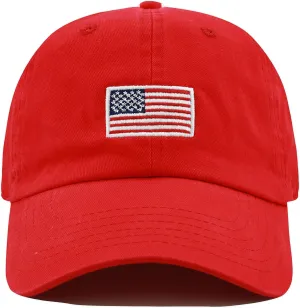 USA Flag & Embroidery Premium 100% Cotton Low Profile Adjustable Baseball Dad Cap