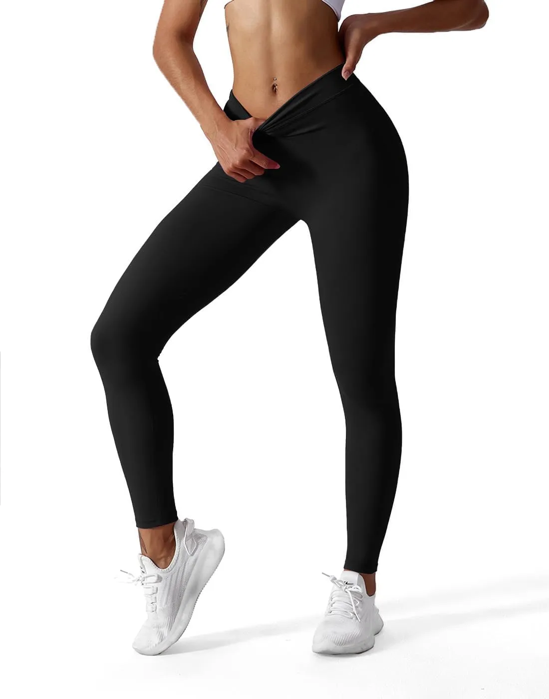 V Back Workout Leggings for Women High Waisted Biker Booty Tights Scrunch Butt Lifting Gym Yoga Pants