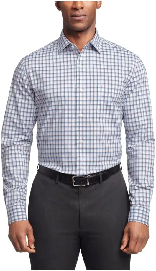 Van Heusen Men's Dress Shirt Regular Fit Ultra Wrinkle Free Flex Collar Stretch Check