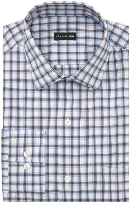 Van Heusen Men's Dress Shirt Regular Fit Ultra Wrinkle Free Flex Collar Stretch Check