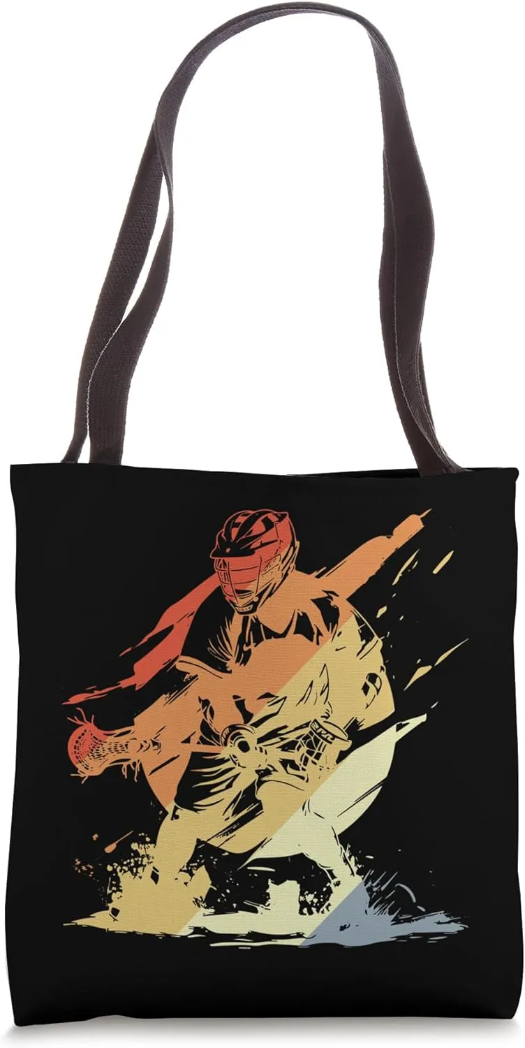 Vintage Lacrosse Guy Goal Sport for Boys Tote Bag