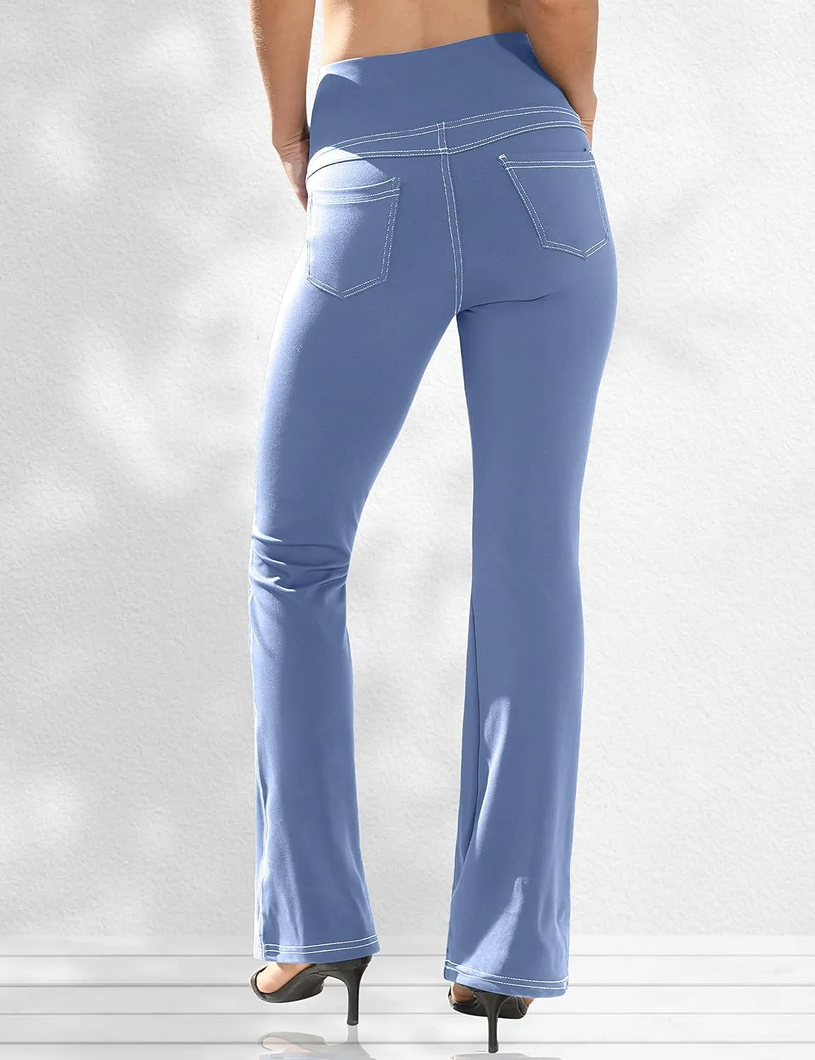 VOOVEEYA Women's Bootcut Leggings - Bootleg Yoga Pants Flare with 4 Pockets,Tummy Control High Waisted Casual Dress Pants