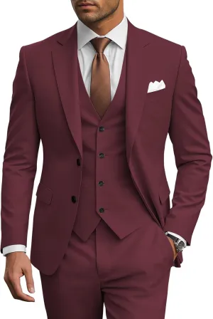 Wangyue Men's Suits 3 Piece Slim Fit Wedding Suits for Men Two Button Jacket Vest Pants Set Prom Dinner