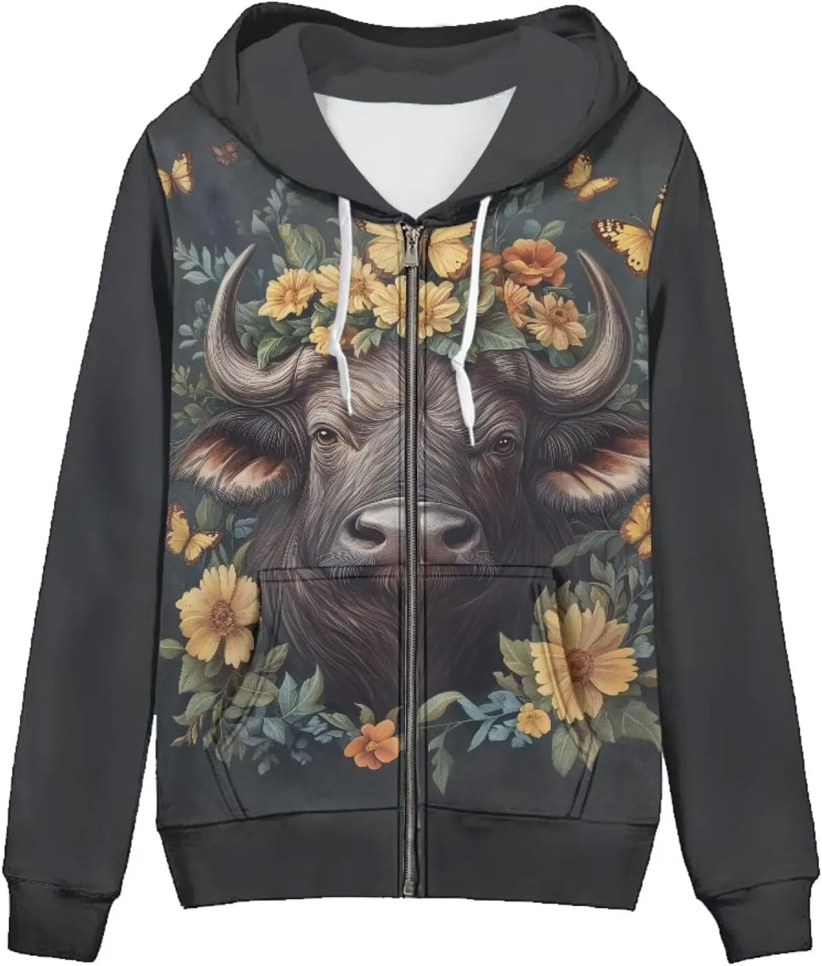 WELLFLYHOM Y2k Hoodie Women Zip Up Sweatshirt Long Sleeve Shirt Hooded Cardigan