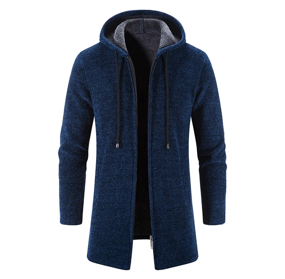 West Louis Warm Knitted Cashmere Hooded Sweater Cardigan