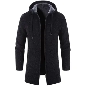 West Louis Warm Knitted Cashmere Hooded Sweater Cardigan