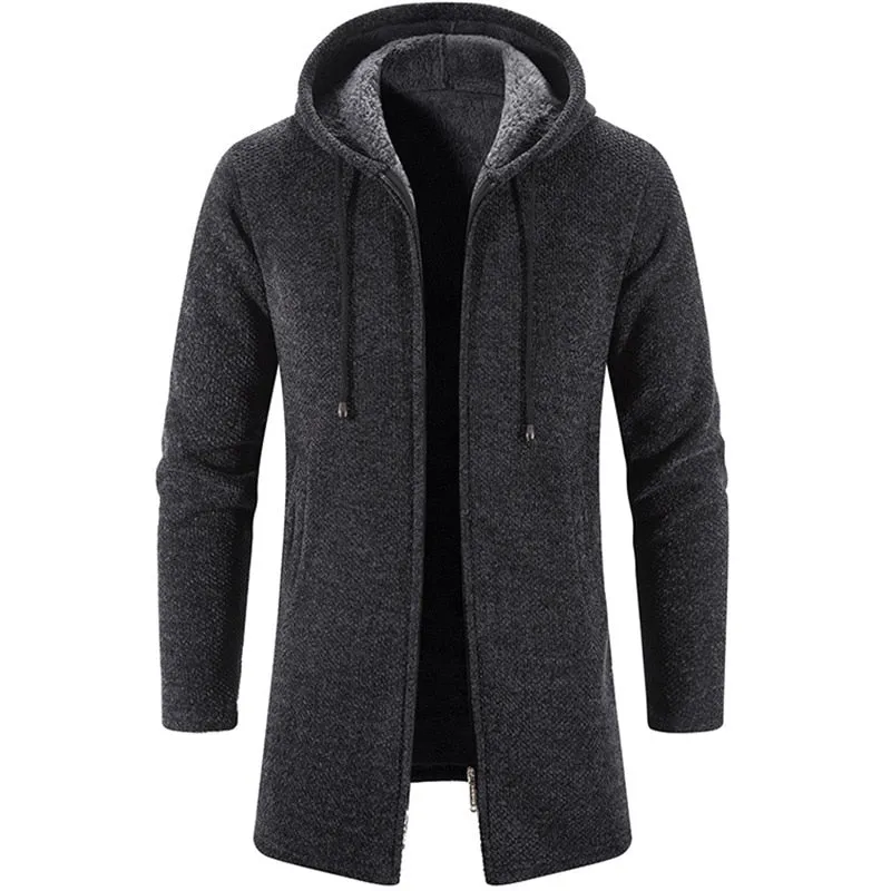 West Louis Warm Knitted Cashmere Hooded Sweater Cardigan