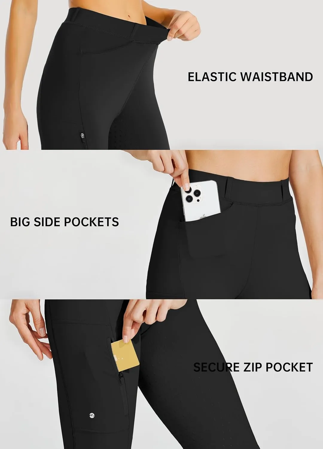 Willit Women's Horse Riding Pants Full Seat Silicone Equestrian Breeches Horseback Schooling Tights Zipper Pockets