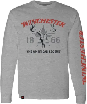 Winchester Official - Legend Collection - Made in The USA Skull Flag Star Printed Long Sleeve Cotton T-Shirt for Men