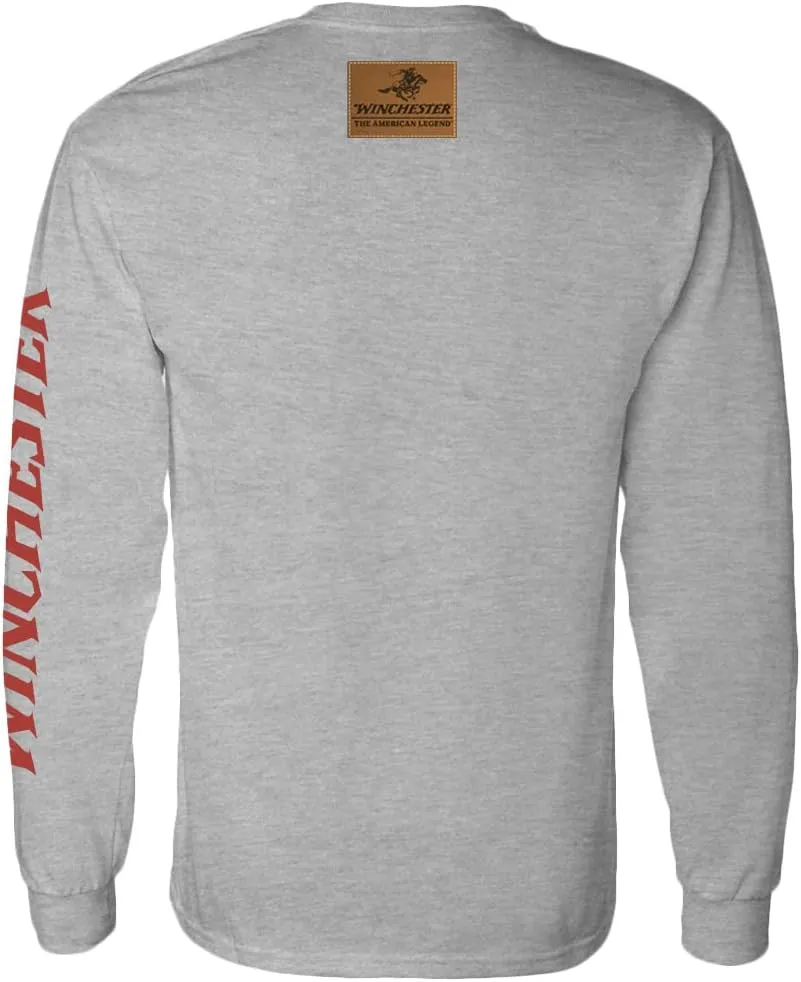 Winchester Official - Legend Collection - Made in The USA Skull Flag Star Printed Long Sleeve Cotton T-Shirt for Men