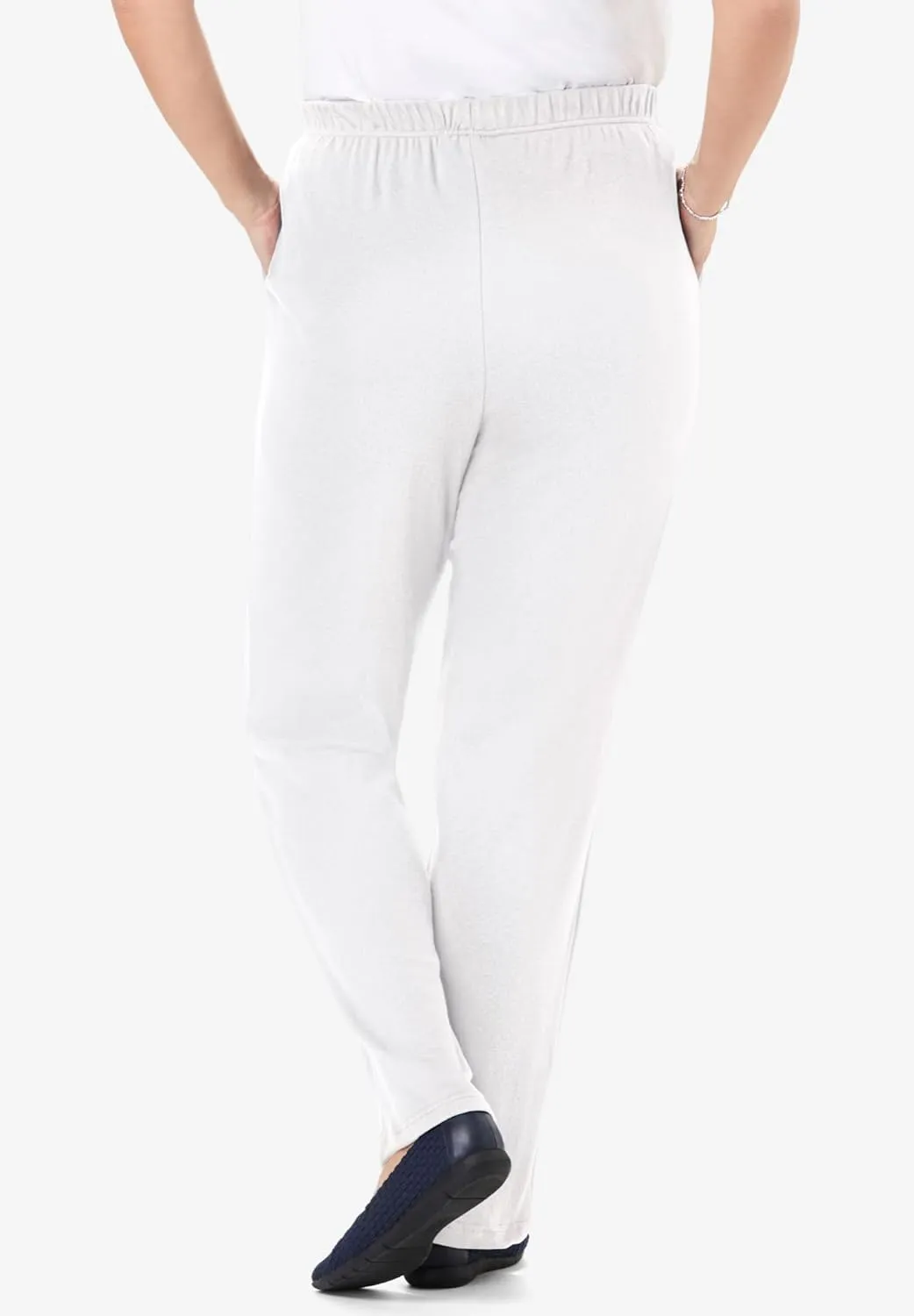 Woman Within Plus Size 7-Day Knit Straight Leg Pant Stretch Elastic Waist Petite & Tall