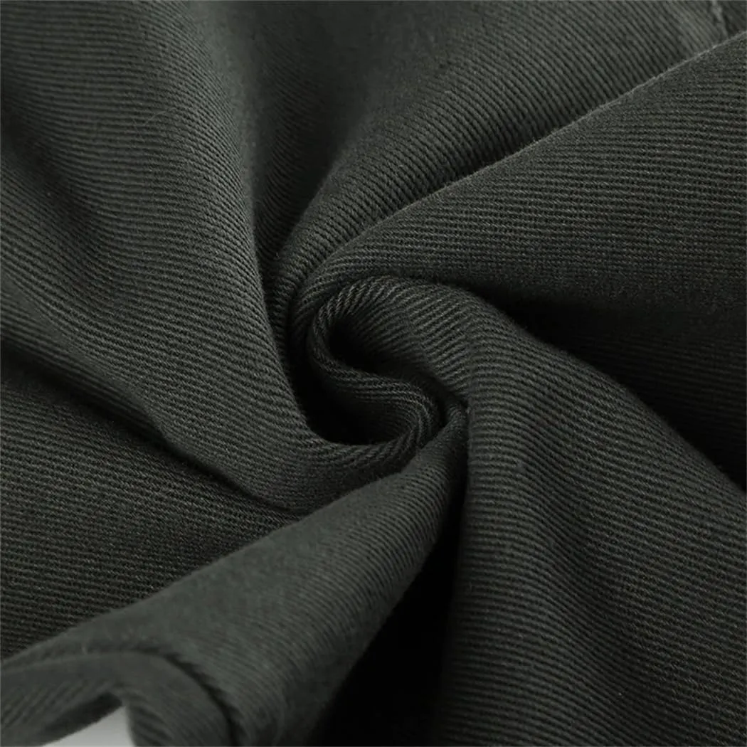 Women Autumn Spring Fashion Streetwear Big Pockets Cargo Pants Casual Loose Mid-Waisted Wide Leg Pants