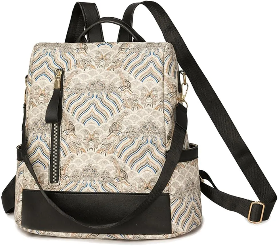 Women Backpack Purse Anti Theft Shoulder Bag PU Leather Travel Rucksack Portable Shoulder Bags for Daypack Travel (White)
