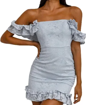 Women Floral Lace Bodycon Dress Off Shoulder Boat Neck Backless Ruffles Cocktail Dress Summer Party Club Mini Dress