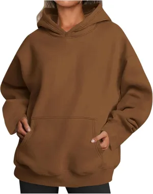 Women Hoodies Oversized Sweatshirts Pullover Fleece Sweater Long Sleeve With Pockets Casual Winter Fall Y2k Clothes
