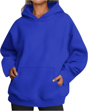 Women Hoodies Oversized Sweatshirts Pullover Fleece Sweater Long Sleeve With Pockets Casual Winter Fall Y2k Clothes