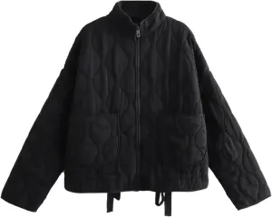 Women Oversize Parkas Winter Long Sleeve Big Pockets Loose Quilted Padded Jacket Female Crop Top Cotton Coat