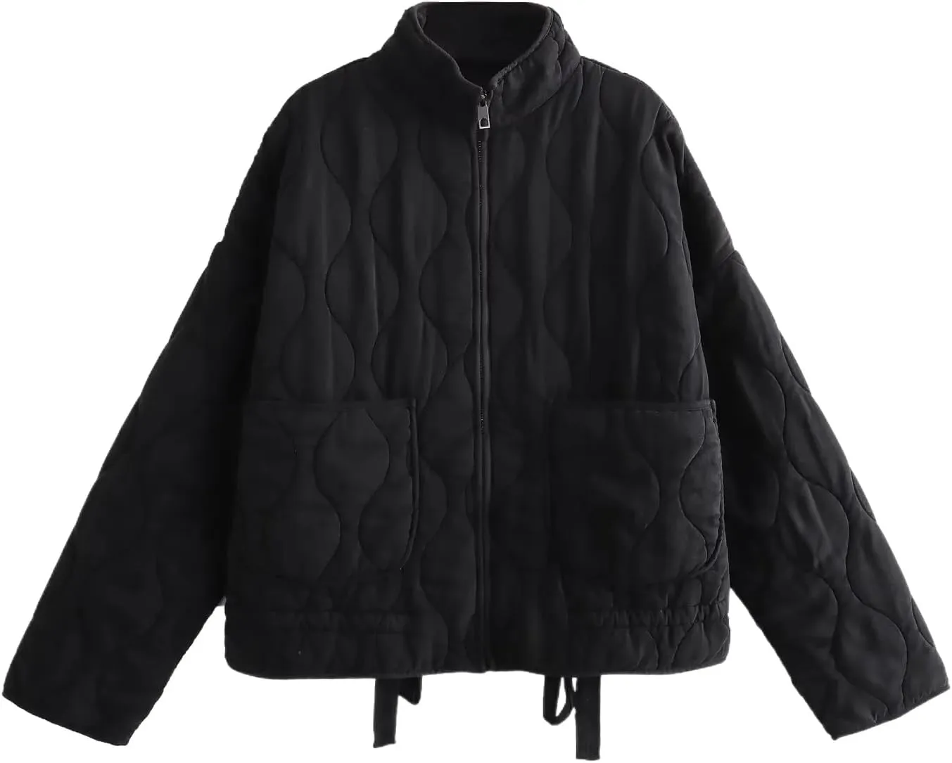 Women Oversize Parkas Winter Long Sleeve Big Pockets Loose Quilted Padded Jacket Female Crop Top Cotton Coat