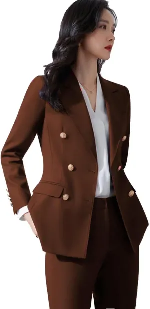 Women' Suit 2 Piece Double Breasted Blazer Pants Suit Set for Wedding Business Pantsuit for Work