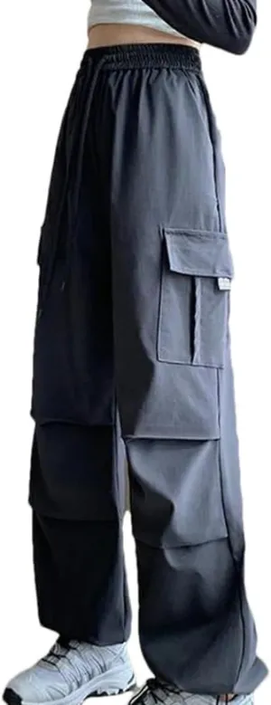 Women Summer Fashion Thin Joggers Pants Straight Cargo Pants Elastic High Waist Slim Trousers