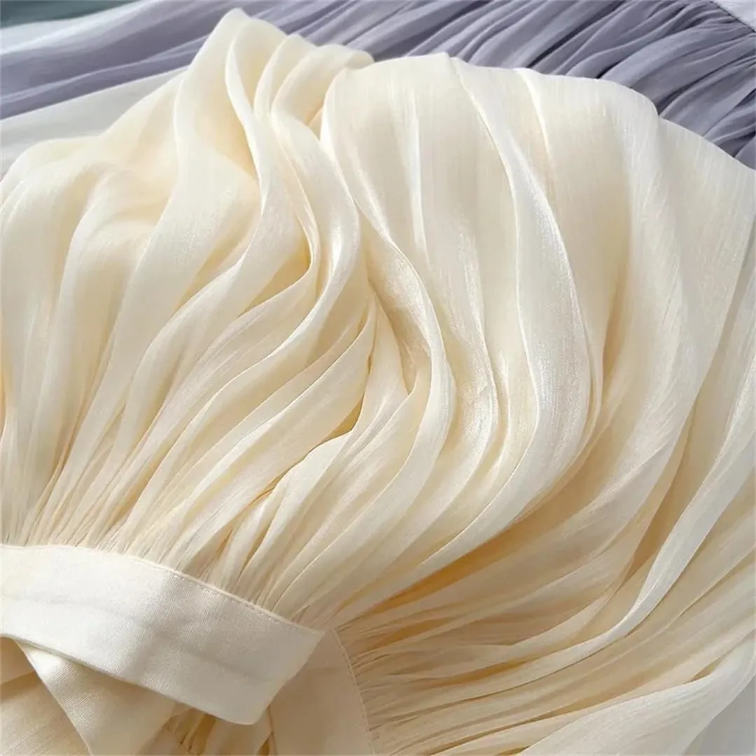 Women Summer Solid Color Long A-Line Pleated Skirt