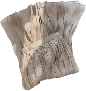 Women Summer Solid Color Long A-Line Pleated Skirt
