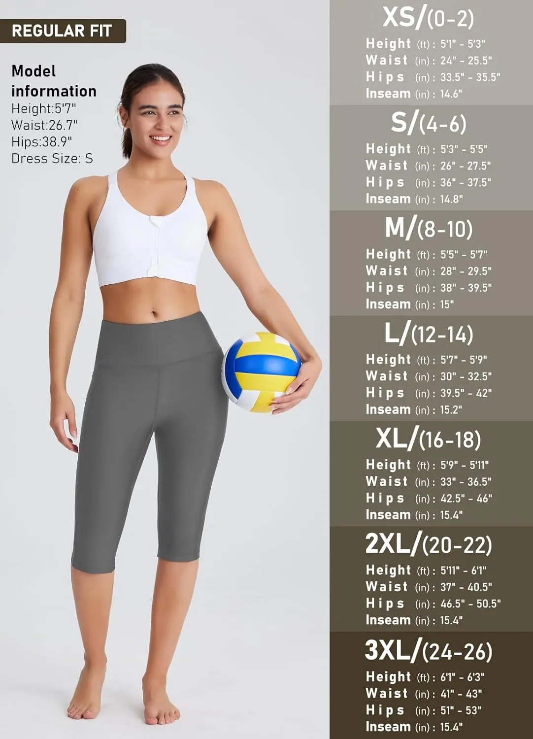Women's 14" Plus Size Knee Length Tankini Swim Shorts High Waisted Capri Leggings Swimsuits with Liner UPF50 