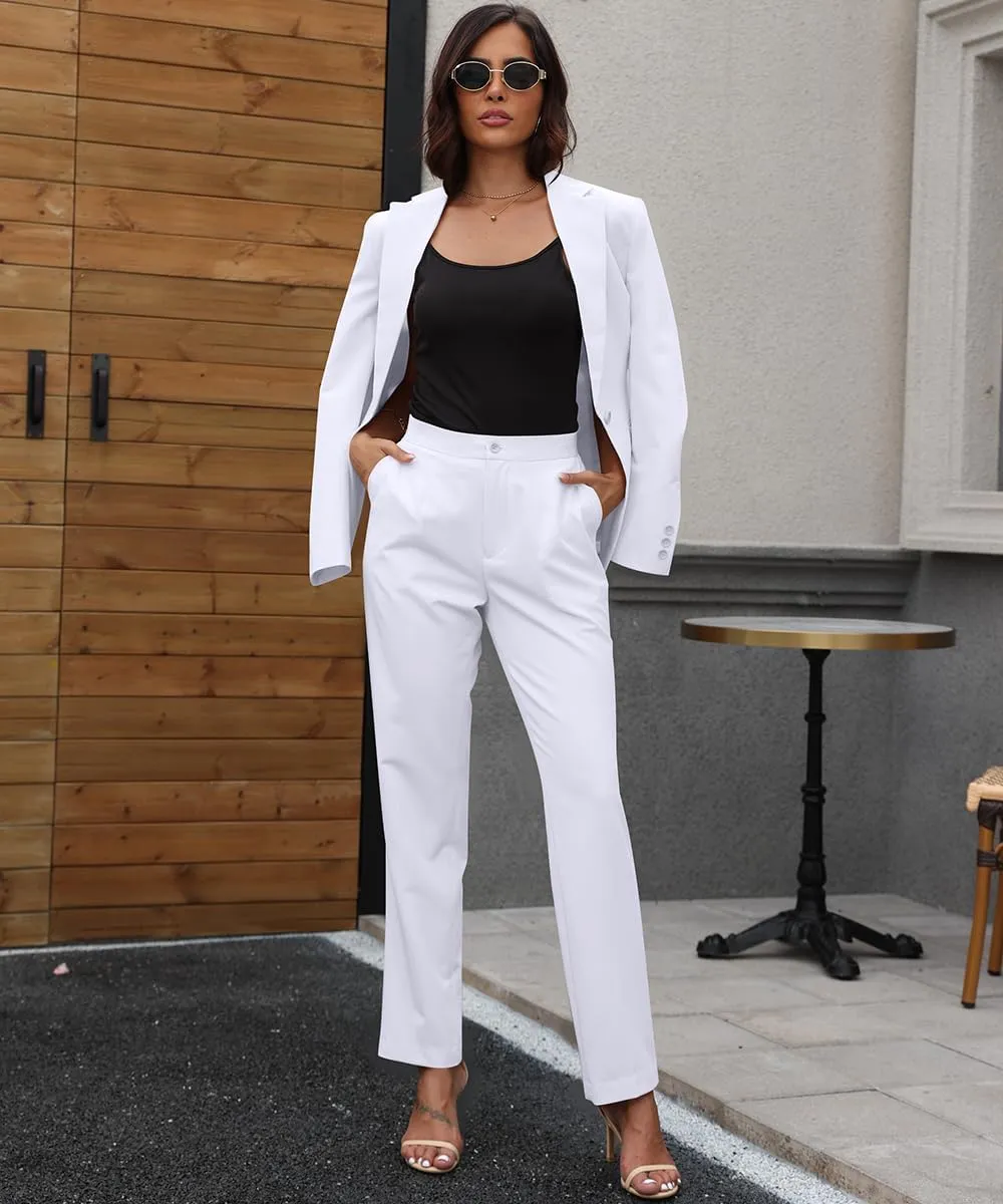 Women's 2 Piece Suit One Button Slim Fit Dressy Blazer Pants Suit Set Business Casual Outfits for Women