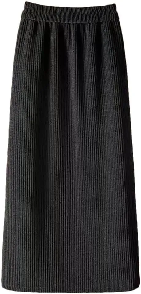 Women's Autumn Winter Corduroy Pencil Skirt with Elastic Waist Mid-Calf Length