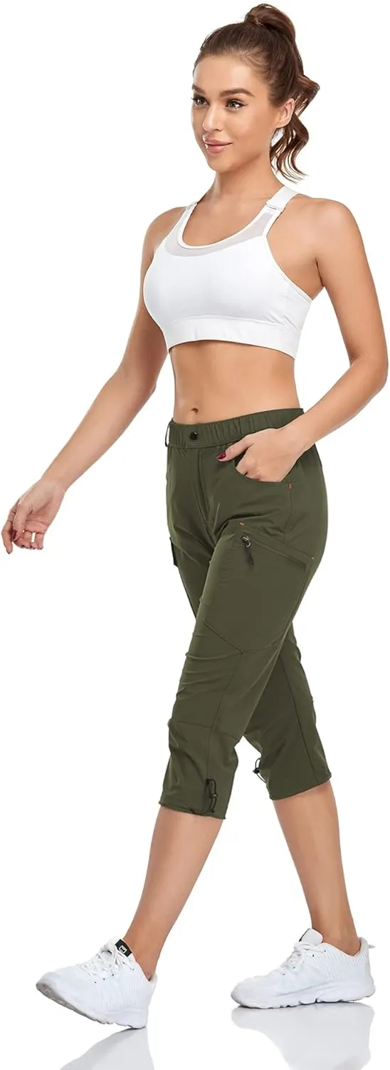 Women's Capri Pants Lightweight Outdoor Cargo Hiking Capris Quick Dry UPF 50 with Zipper Pockets