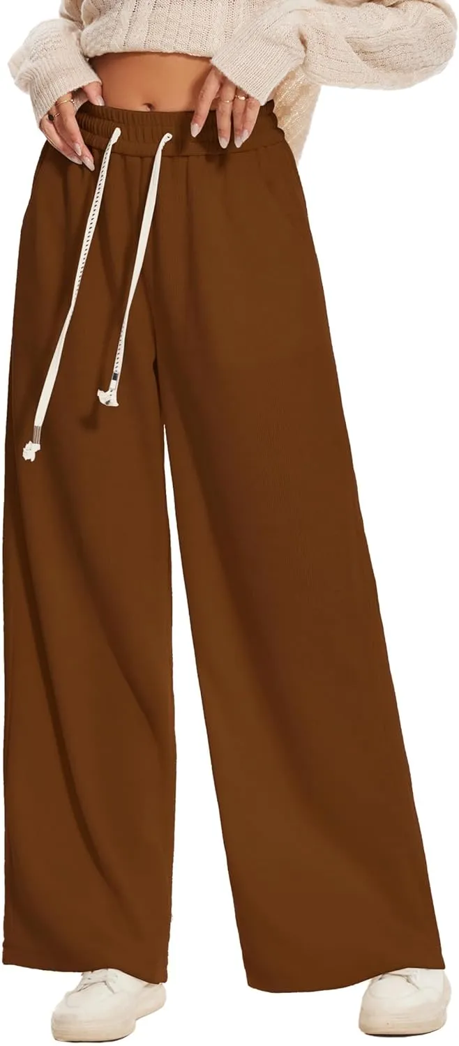 Women's Corduroy Loose Mid Rise Pant Casual Fall Straight Leg Elastic Waist Pants with Pockets