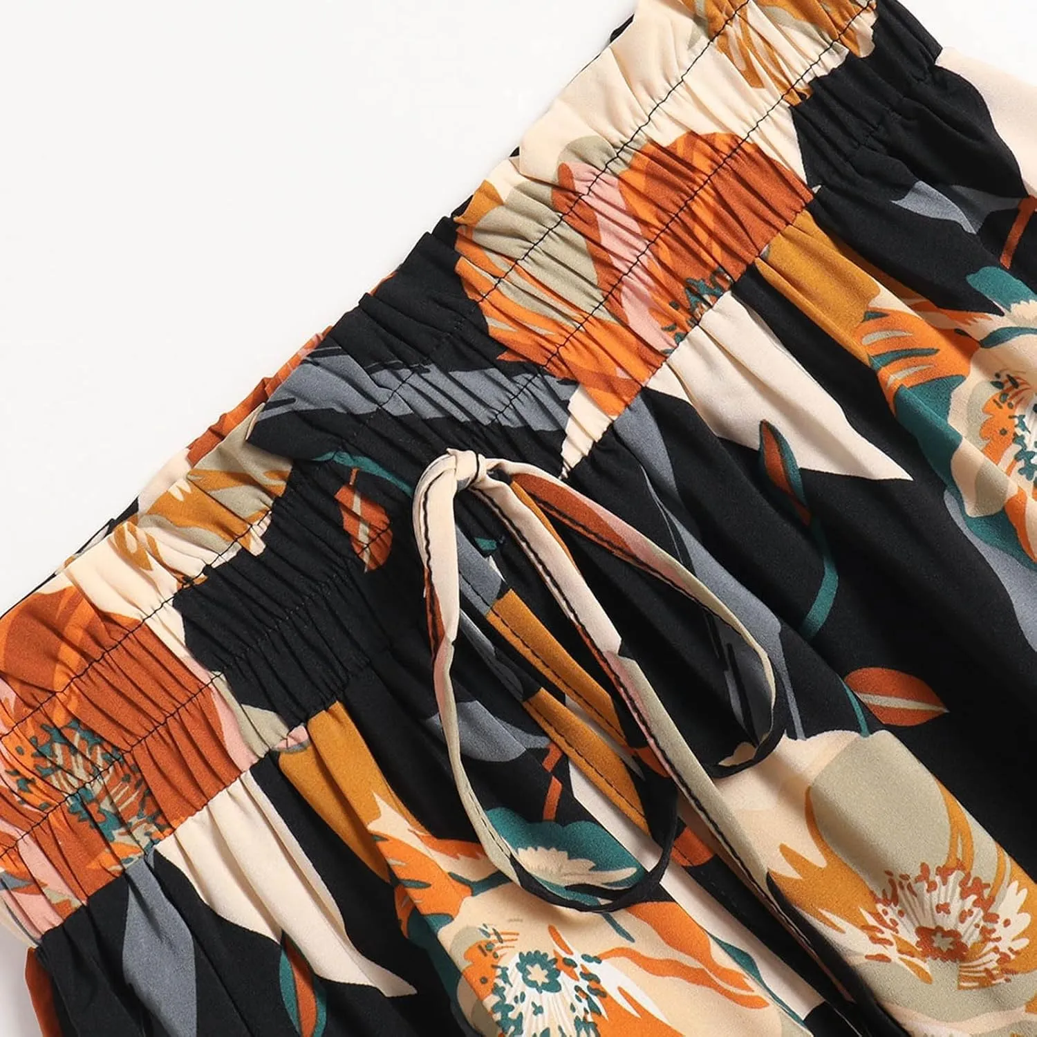 Women's Floral Print Midi Maxi Skirts 2025 Summer Casual Aline Elastic High Waist Pleated Flowy Long Skirt