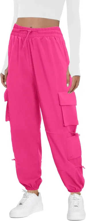 Women's Lightweight Cargo Pants Quick Dry Joggers with 6 Pockets Elastic Waist and Water-Resistant Hiking Pants