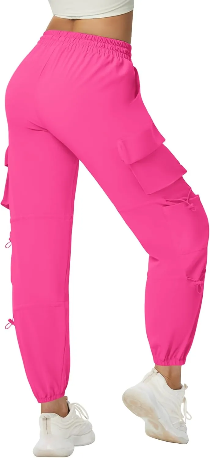 Women's Lightweight Cargo Pants Quick Dry Joggers with 6 Pockets Elastic Waist and Water-Resistant Hiking Pants