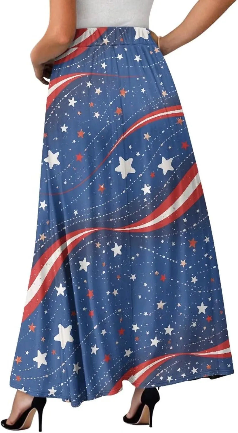 Women's Long High Waist A Line Skirt with Pockets for Women Trendy Hem Women's Long High Waist