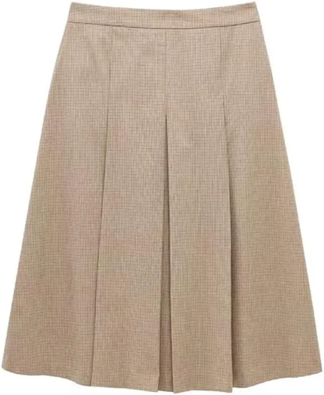 Women's MIDI Skirt Vintage High Waist A-Line Pleated Office Lady Skirt Spring Summer