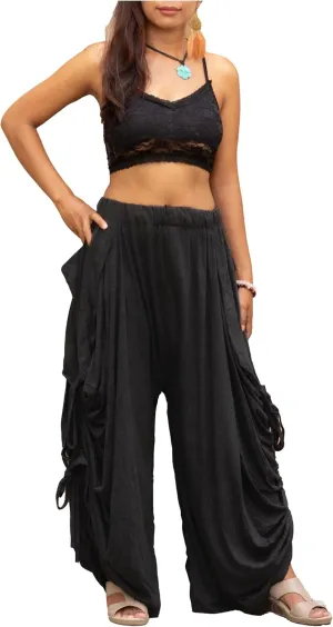 Women's Palazzo Pants Wide Leg Lounge Convertible Maxi Skirt with Pockets Casual Comfy Trouser