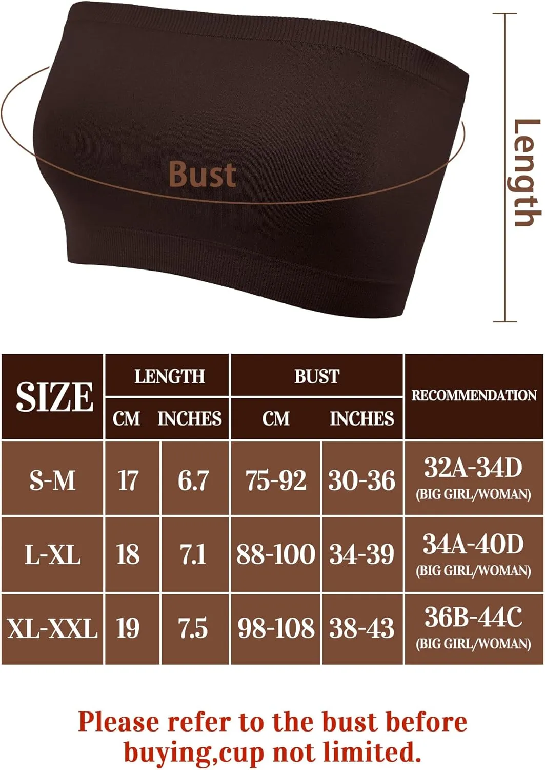Women's Strapless Bralette Seamless Bandeau Stretchy Non-Padded Bandeau Tube Top Bra in Multi Color, 3 Pieces