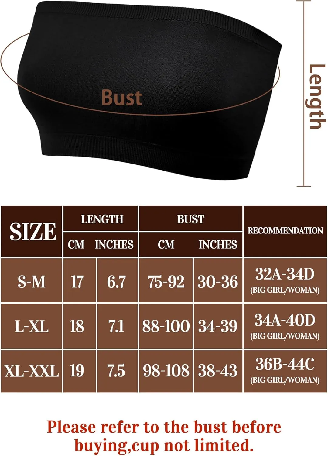 Women's Strapless Bralette Seamless Bandeau Stretchy Non-Padded Bandeau Tube Top Bra in Multi Color, 3 Pieces