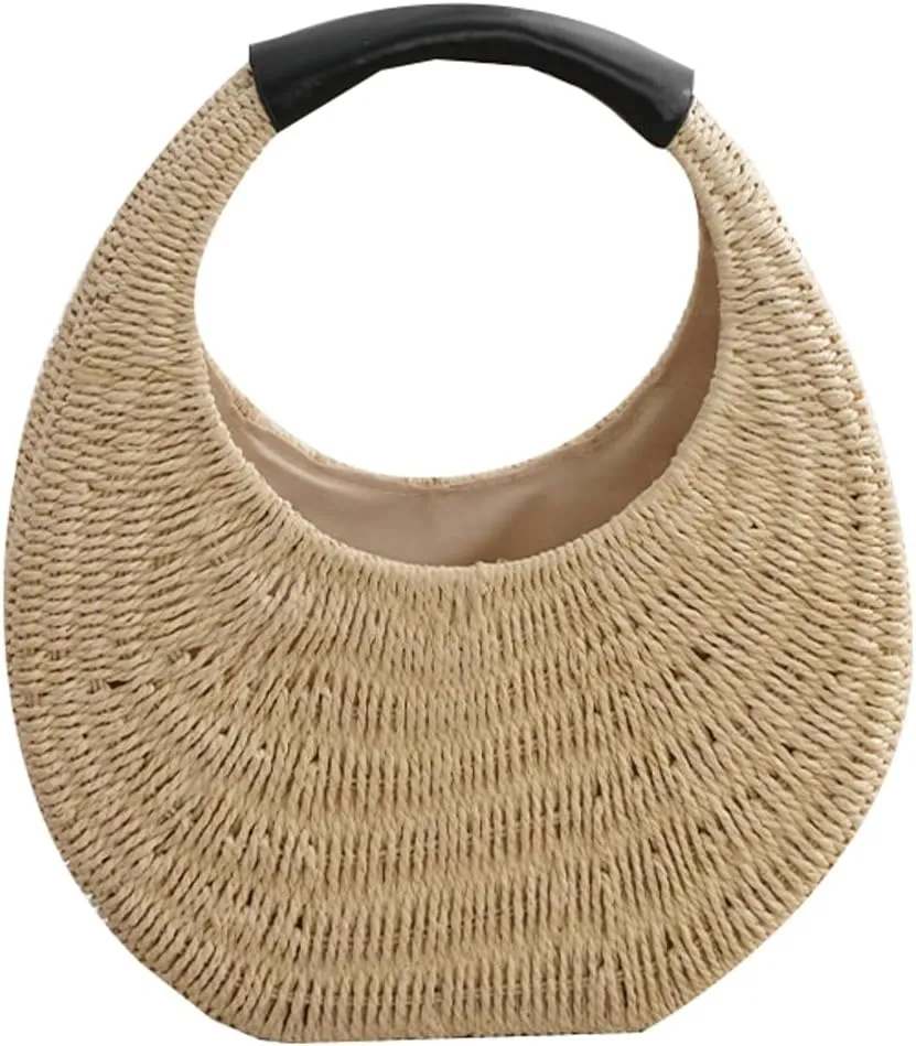 Womens Straw Hobo Bag Cute Crescent Shoulder Handbag Purse 2025 Travel Vacation Handwoven Summer Beach Bag