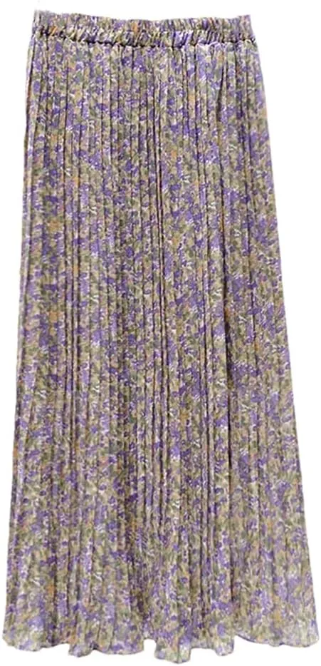 Womens Summer Skirts Womens Vintage Print Chiffon Pleated Skirt Women Casual Elastic High Waist Midi Skirt