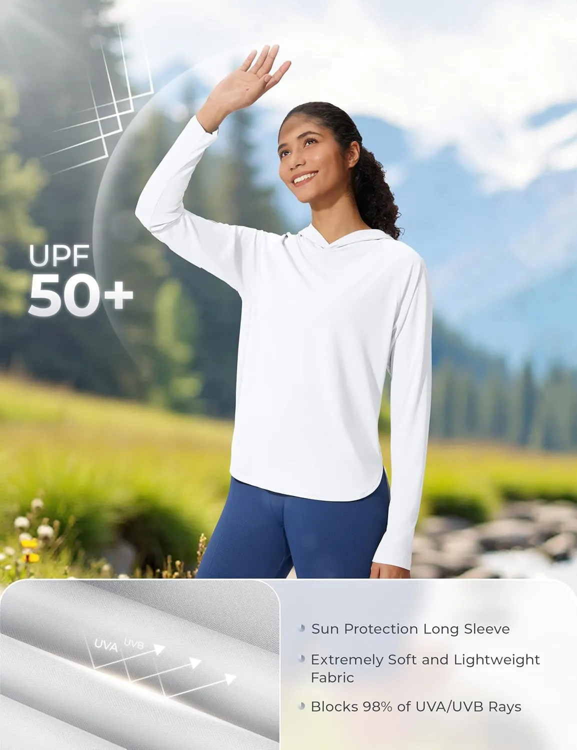 Women's UPF 50  Sun Shirt SPF Long Sleeve Lightweight Hoodie UV Protection Clothing Hiking Fishing Outdoor