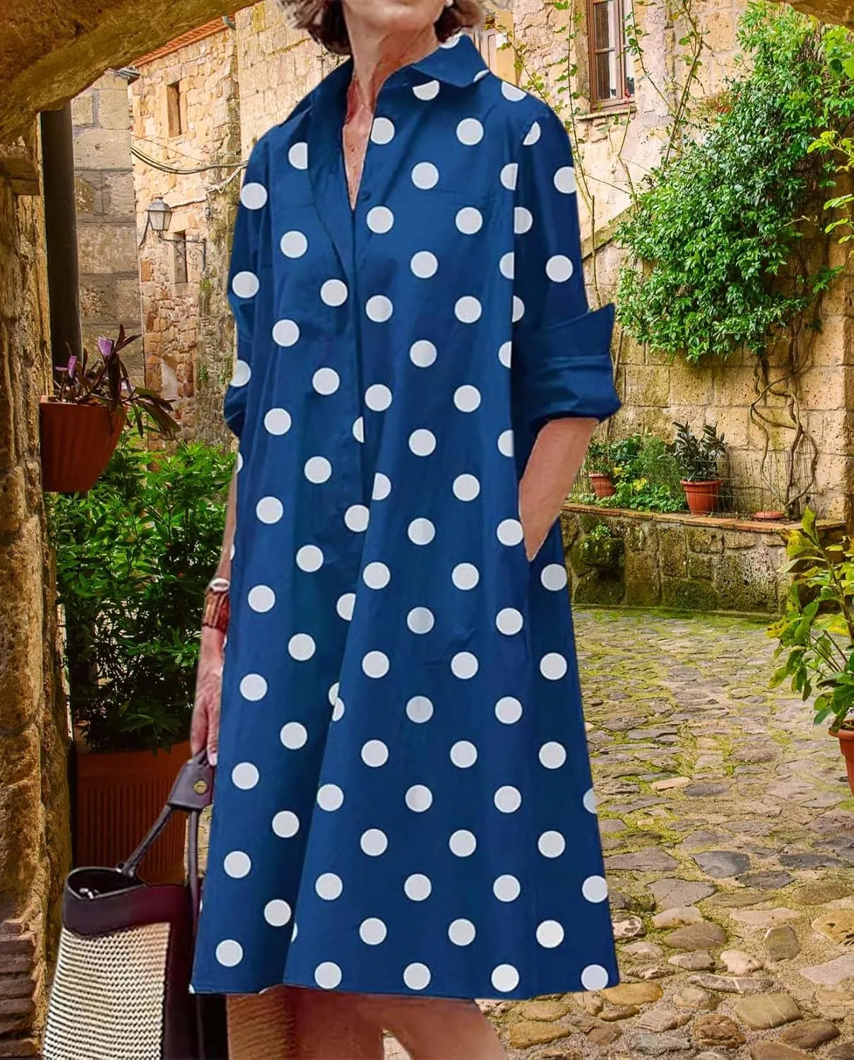 Womens Wedding Guest Button Down Dress Plus Size Linen Elegant Maxi Dress Cotton Long Lapel Shirtdress 2025 Swing