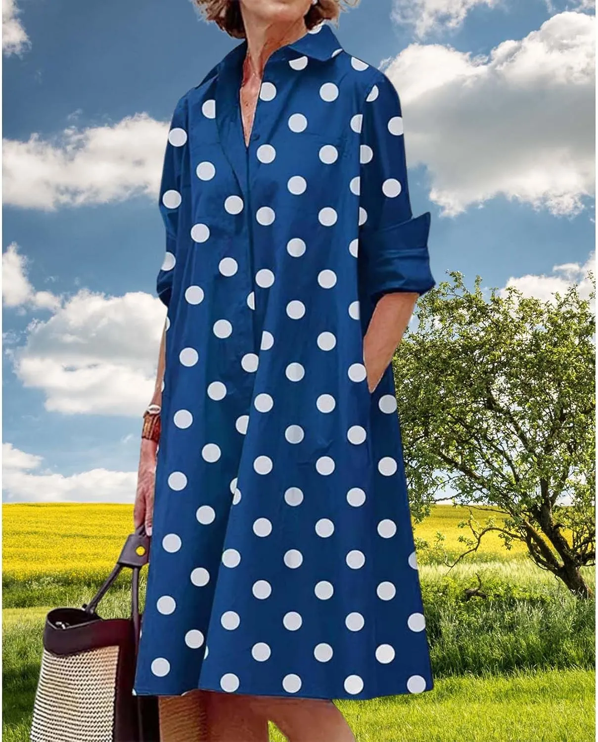 Womens Wedding Guest Button Down Dress Plus Size Linen Elegant Maxi Dress Cotton Long Lapel Shirtdress 2025 Swing