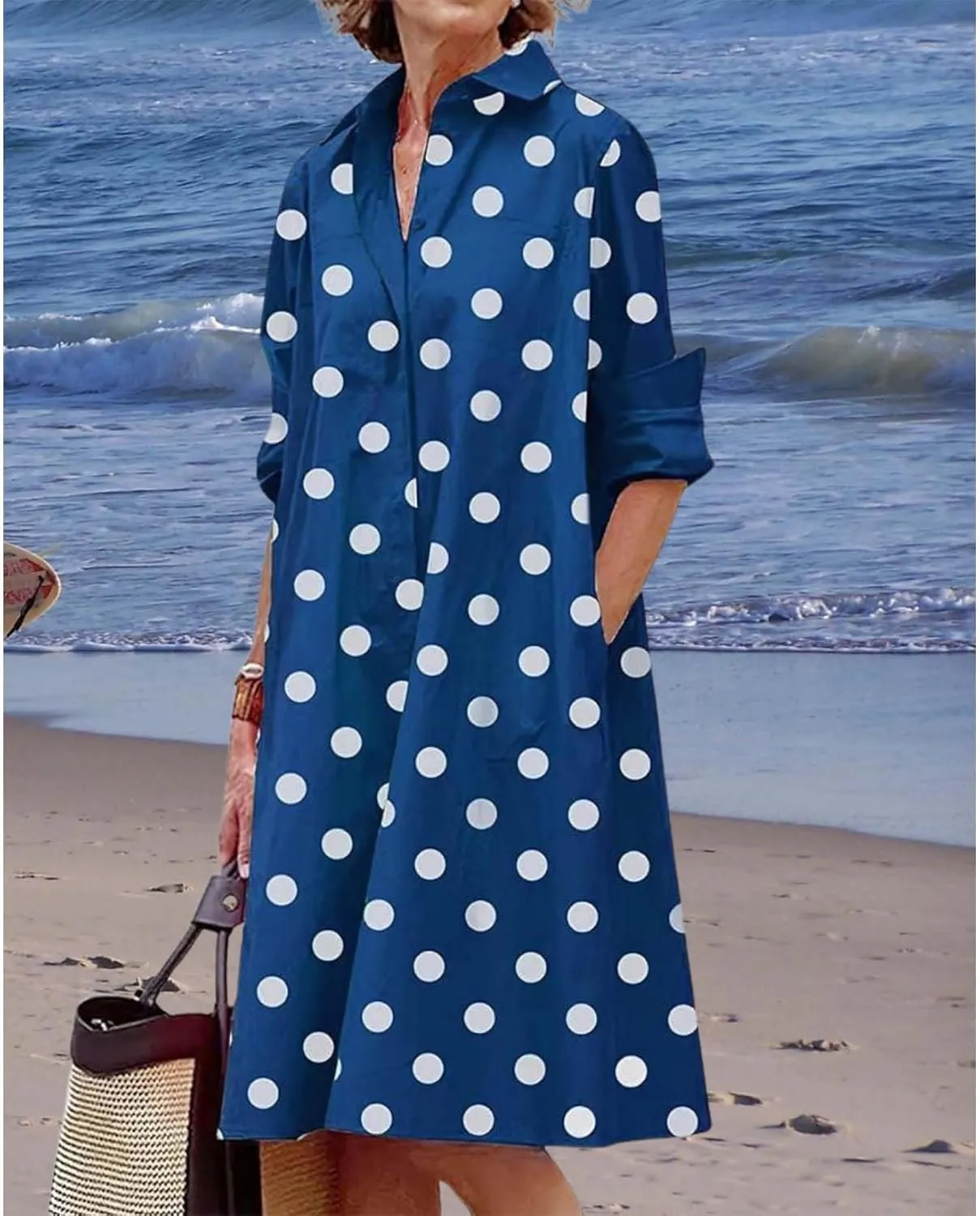 Womens Wedding Guest Button Down Dress Plus Size Linen Elegant Maxi Dress Cotton Long Lapel Shirtdress 2025 Swing