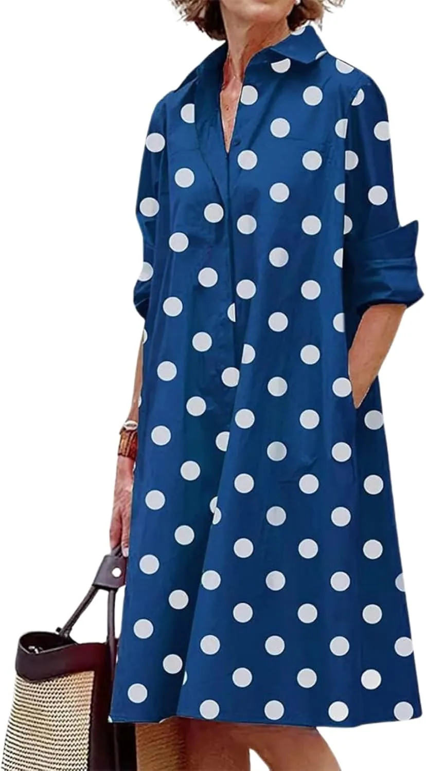 Womens Wedding Guest Button Down Dress Plus Size Linen Elegant Maxi Dress Cotton Long Lapel Shirtdress 2025 Swing