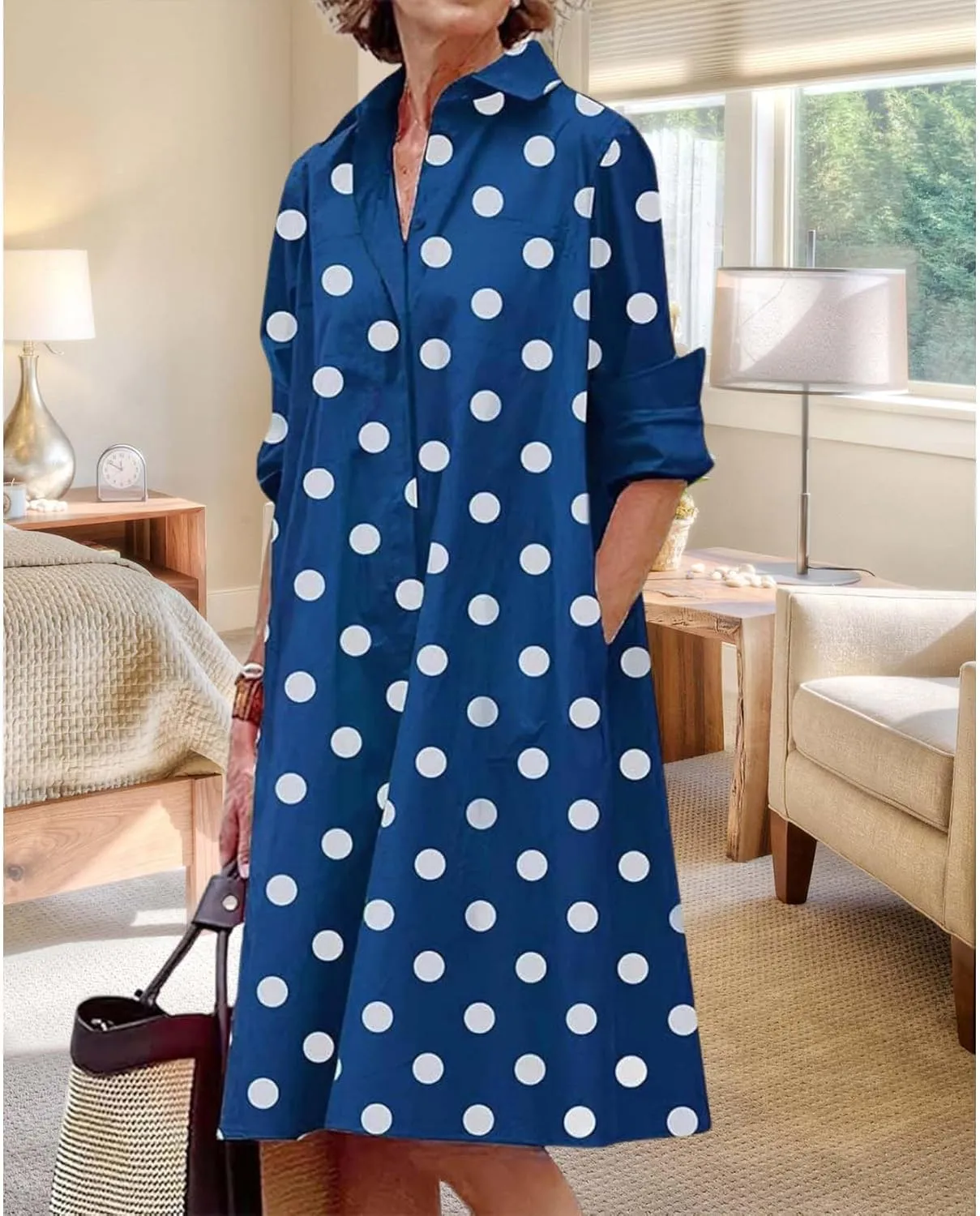 Womens Wedding Guest Button Down Dress Plus Size Linen Elegant Maxi Dress Cotton Long Lapel Shirtdress 2025 Swing