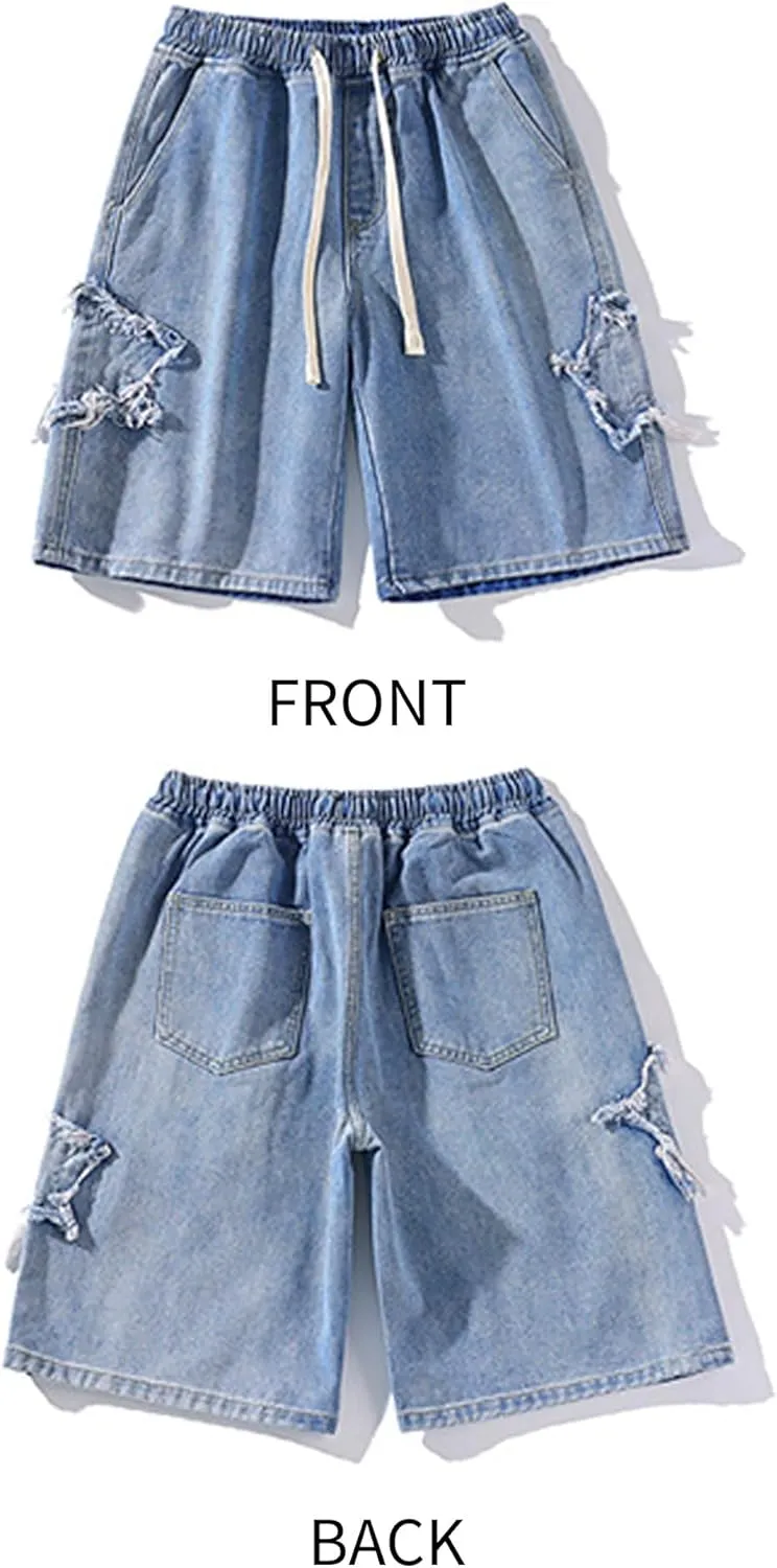 Women's Y2K Star Pants Elastic Waist Drawstring Casual Sporty Baggy Shorts with Pockets