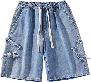 Women's Y2K Star Pants Elastic Waist Drawstring Casual Sporty Baggy Shorts with Pockets